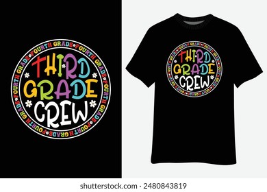 Third Grade Crew 3rd Grade Back To School Teacher T-Shirt Design