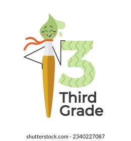 Third grade, Printable Vector Illustration