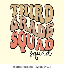 third grade squad Retro T shirt Design, Vector file 