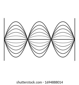 Third Harmonic Standing Wave Icon Vector. Three Loops.