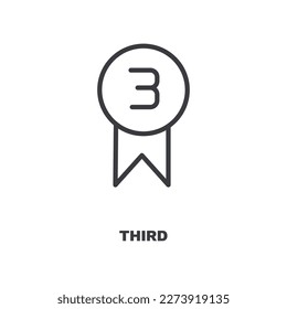 third icon. Thin line third icon from sport and game collection. Outline vector isolated on white background. Editable third symbol can be used web and mobile