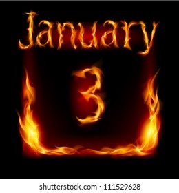 Third January in Calendar of Fire. Icon on black background