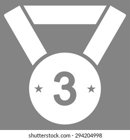 Third medal icon from Competition & Success Bicolor Icon Set. Vector style: flat symbols, white color, rounded angles, gray background.