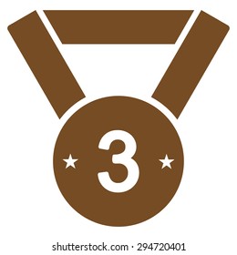 Third medal icon from Competition & Success Bicolor Icon Set. Vector style: flat symbols, brown color, rounded angles, white background.