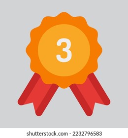 Third medal icon in flat style, use for website mobile app presentation