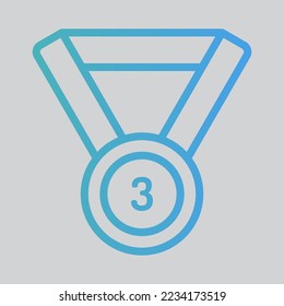 Third medal icon in gradient style, use for website mobile app presentation