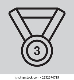 Third medal icon in line style, use for website mobile app presentation