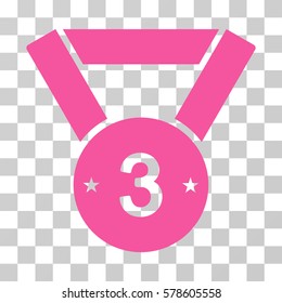 Third Medal icon. Vector illustration style is flat iconic symbol, pink color, transparent background. Designed for web and software interfaces.