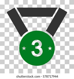 Third Medal icon. Vector illustration style is flat iconic bicolor symbol, green and gray colors, transparent background. Designed for web and software interfaces.
