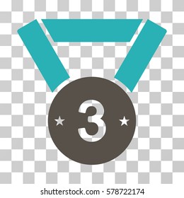 Third Medal icon. Vector illustration style is flat iconic bicolor symbol, grey and cyan colors, transparent background. Designed for web and software interfaces.