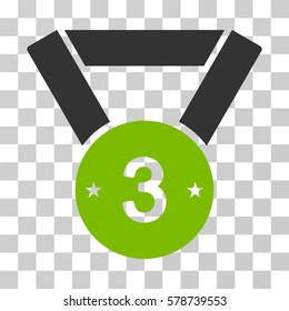 Third Medal icon. Vector illustration style is flat iconic bicolor symbol, eco green and gray colors, transparent background. Designed for web and software interfaces.