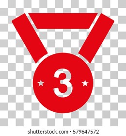 Third Medal icon. Vector illustration style is flat iconic symbol, red color, transparent background. Designed for web and software interfaces.