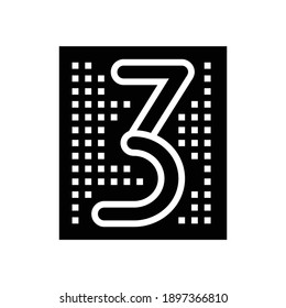 third number glyph icon vector. third number sign. isolated contour symbol black illustration