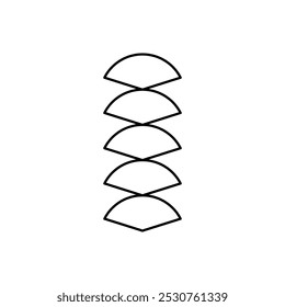A third, part of a circle. Repeating elements. Black and white vector illustration.