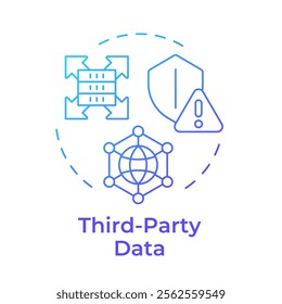 Third party data blue gradient concept icon. Customers information for business. Audience analysis. Round shape line illustration. Abstract idea. Graphic design. Easy to use in infographic