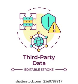 Third party data multi color concept icon. Customers information for business. Audience analysis. Round shape line illustration. Abstract idea. Graphic design. Easy to use in infographic