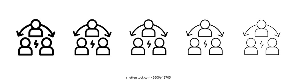 Third party icons vectors set in different stroke lines