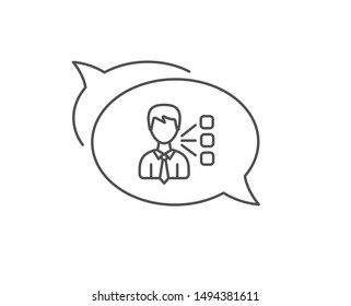 Third party line icon. Chat bubble design. Team leader sign. Business conversation symbol. Outline concept. Thin line third party icon. Vector