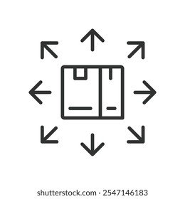 3PL de logística de terceiros, ícone em design de linha. Logística, 3PL, transporte, armazém, fornecimento, entrega, distribuição no vetor de fundo branco. Ícone de traçado editável da 3PL da Third Party Logistics