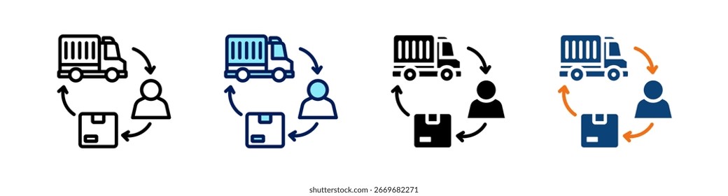 Logistik von Drittanbietern Alles in einem Symbol Multi Styles Vektorsatz