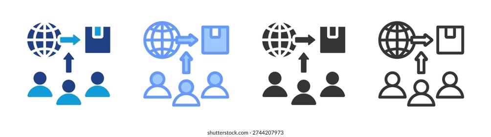 Third Party Logistics icon set multiple style collection