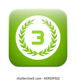 Third place award icon. Prize for winner symbol.