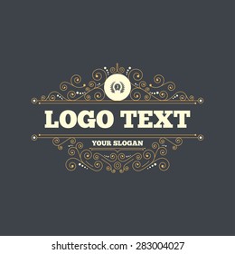 Third place award sign icon. Prize for winner symbol. Laurel Wreath. Flourishes calligraphic ornament. Vector