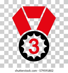 Third Place icon. Vector illustration style is flat iconic bicolor symbol, intensive red and black colors, transparent background. Designed for web and software interfaces.