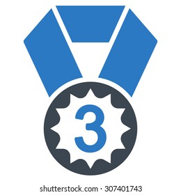 Third place icon. Vector style is flat bicolor symbols, smooth blue colors, rounded angles, white background.