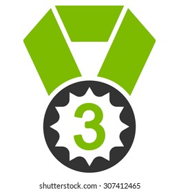 Third place icon. Vector style is flat bicolor symbols, eco green and gray colors, rounded angles, white background.