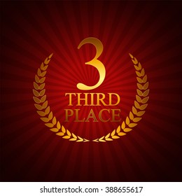 Third Place Laurel Design Label Vector Illustration EPS10