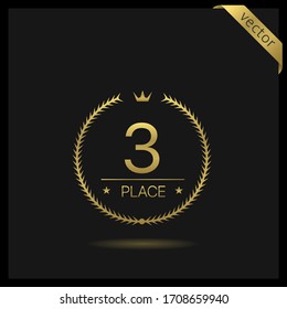 Third place Laurel wreath icon. Golden laurel wreath icon