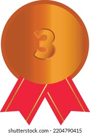 Medalla de tercer lugar con un diseño brillante. Primer lugar campeón de trofeo honor mejor ceremonia de círculo premiar medalla de bronce