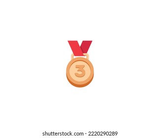 Third place medal vector isolated icon. Bronze medal emoji illustration. Third place medal vector isolated emoticon