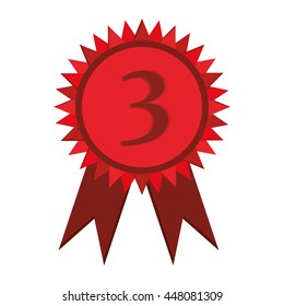third place prize badge with ribbons icon