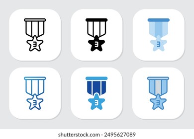 third place star badge icons with various design styles