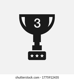 Third place trophy cup icon illustration. Bronze award prize sign.
