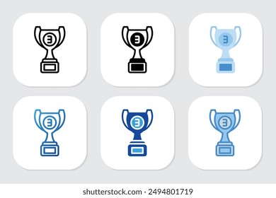 third place trophy icons with various design styles