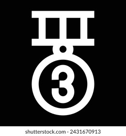 Third position medal icon with black background icon design