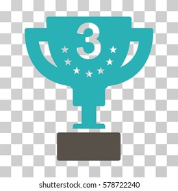 Third Prize Cup icon. Vector illustration style is flat iconic bicolor symbol, grey and cyan colors, transparent background. Designed for web and software interfaces.