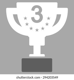 Third prize icon from Competition & Success Bicolor Icon Set. Vector style: flat bicolor symbols, dark gray and white colors, rounded angles, silver background.
