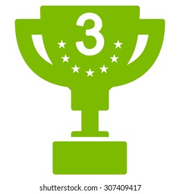 Third prize icon. Vector style is flat symbols, eco green color, rounded angles, white background.