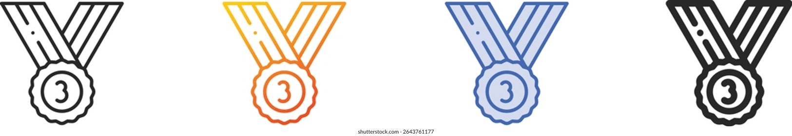 third prize icon.Thin Linear, Gradient, Blue Stroke and bold Style Design Isolated On White Background