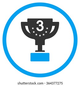 Third Prize vector icon. Style is bicolor flat symbol, blue and gray colors, rounded angles, white background.