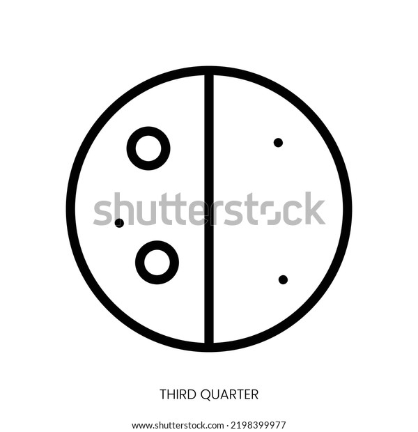 third quarter icon. Line Art Style Design\
Isolated On White\
Background