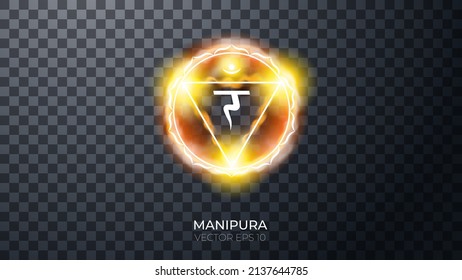 Third, solar plexus chakra - Manipura. Illustration of one of the seven chakras. Symbol of Hinduism, Buddhism. Ethereal strange fire sign. Decor elements for magic doctor, shaman, medium. svg