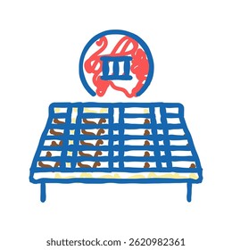 dritte Stufe des Dach Ersatz doodle Symbol Skizze Vektor. dritte Stufe des Dach-Ersatzschilds. einzelne Symbolgrafik