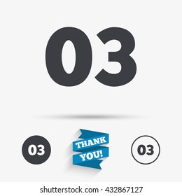 Third step sign. Loading process symbol. Step three. Flat icons. Buttons with icons. Thank you ribbon. Vector