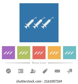 Dritte Impfstoffdosis: flache weiße Symbole auf quadratischem Hintergrund. 6 Bonussymbole sind im Lieferumfang enthalten.
