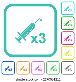 Third vaccine dose vivid colored flat icons in curved borders on white background